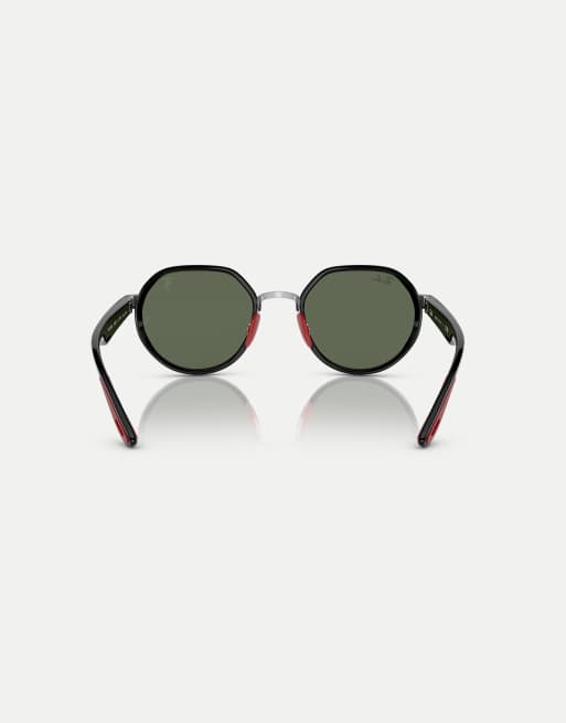 Ray-Ban Rb3703m scuderia ferrari collection irregular sunglasses with green lens in silver, 2 of 3