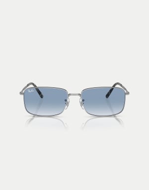 Ray-Ban Rb3717 rectangle sunglasses with blue lens in silver