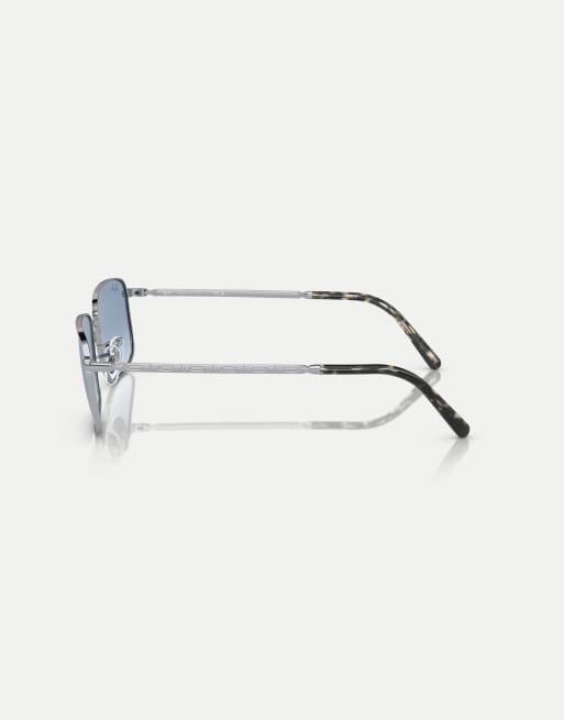 Ray-Ban Rb3717 rectangle sunglasses with blue lens in silver, 4 of 4