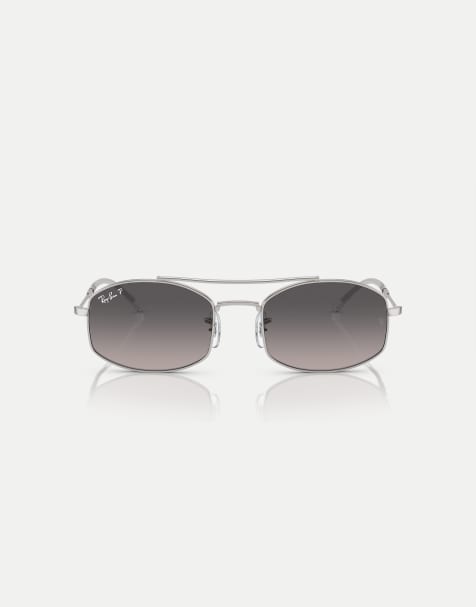 Ray-Ban - Rb3719 - Lunettes de soleil ovales à verres polarisés gris - Argenté - view 1