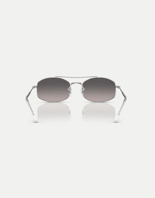 Ray-Ban – Rb3719 – Ovale polarisierte Sonnenbrille in Silber-Optik mit grauen Gläsern, 2 von 4