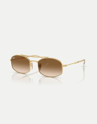 Ray-Ban - Rb3719 - Ovale Sonnenbrille in Goldoptik mit braunen Gläsern-Goldfarben