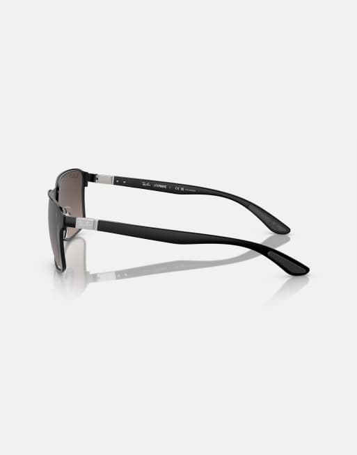 Ray-Ban - Rb3721 Chromance - Occhiali da sole squadrati nero su nero con lenti grigie specchiate polarizzate, 3 di 3