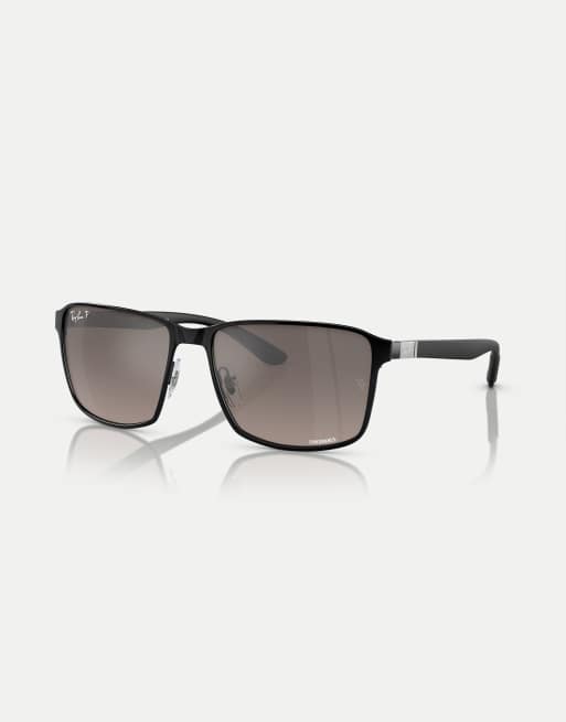 Ray-Ban - Rb3721ch Chromance - Lunettes de soleil carrées avec verres polarisés gris effet miroir - Noir, 2 de 3