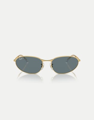 Ray-Ban - Rb3734 - Ungleichmäßige, polarisierte Sonnenbrille in Arista-Gold mit blauen Gläsern-Goldfarben