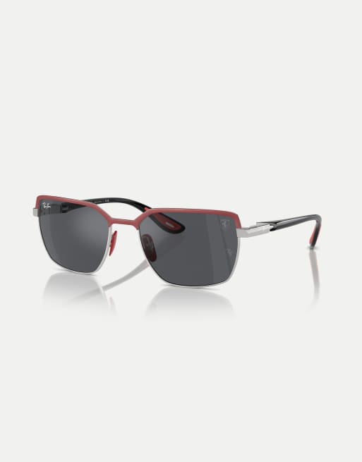 Ray-Ban - Rb3743m - Scuderia Ferrari Collection - Lunettes de soleil carrées avec verres gris - Rouge sur gris acier, 2 de 3
