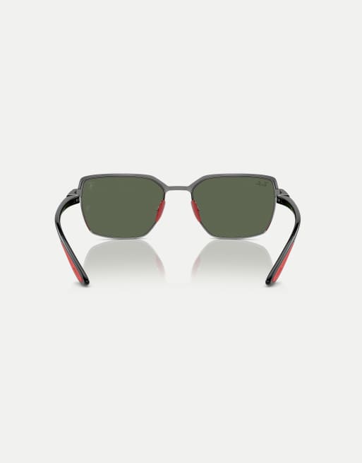 Ray-Ban - Rb3743m - Scuderia Ferrari Collection - Lunettes de soleil carrées avec verres verts - Gris acier, 2 de 3