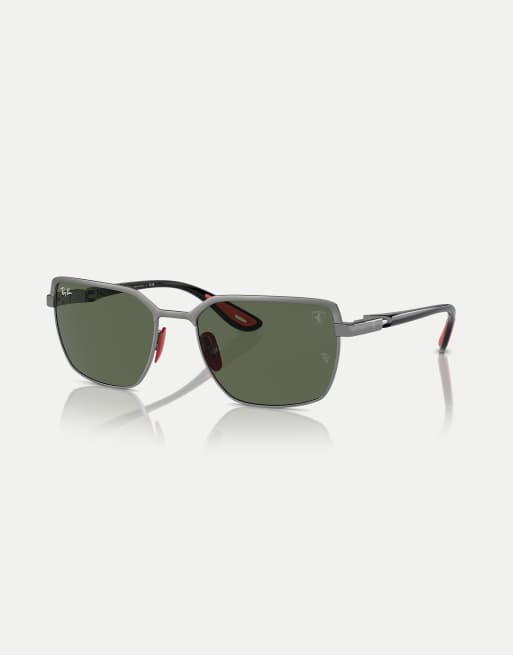 Ray-Ban - Rb3743m - Scuderia Ferrari Collection - Lunettes de soleil carrées avec verres verts - Gris acier, 3 de 3