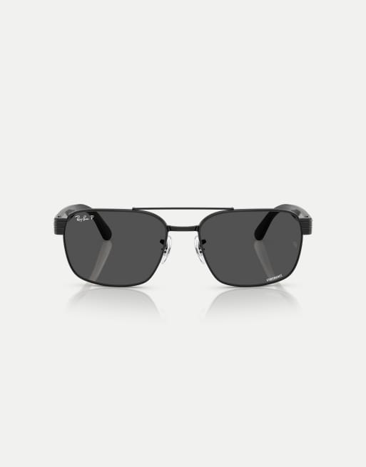 Ray-Ban – Rb3751ch Chromance – Eckige, polarisierte Sonnenbrille in Schwarz mit grauen Gläsern
