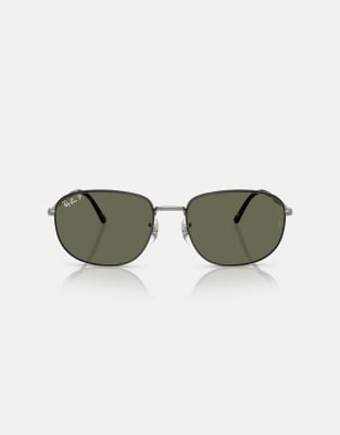 Ray-Ban - Rb3754 - Occhiali da sole rettangolari nero opaco su nero mimetico opaco con lenti verdi polarizzate - view 1
