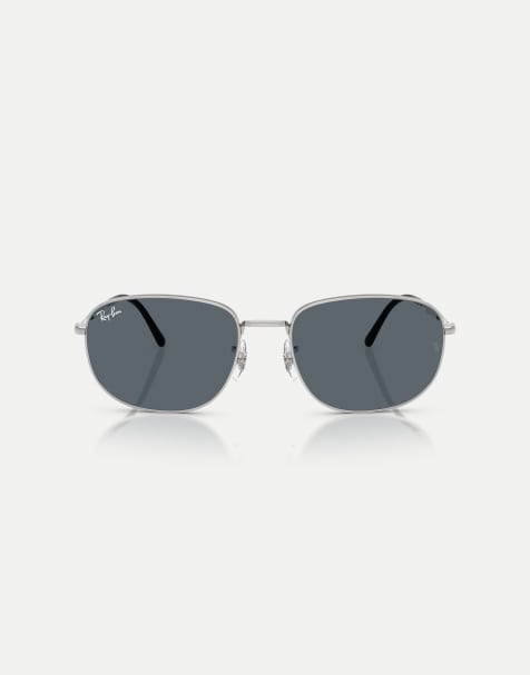 Ray-Ban Rb3754 rectangle sunglasses with blue lens in silver - view 1