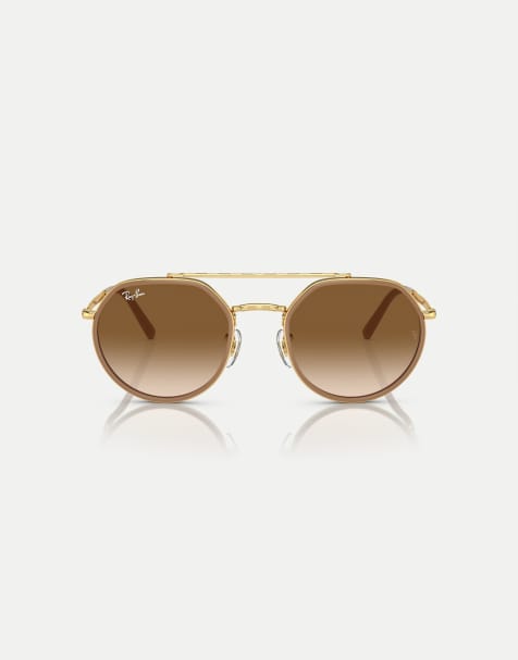 Ray-Ban Rb3765 irregular sunglasses with brown lens in arista gold - view 1
