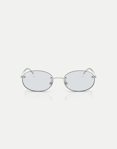 Ray-Ban Rb3767 transitions ® color touch ™ lenses oval sunglasses with blue photochromic lens in silver - view 1