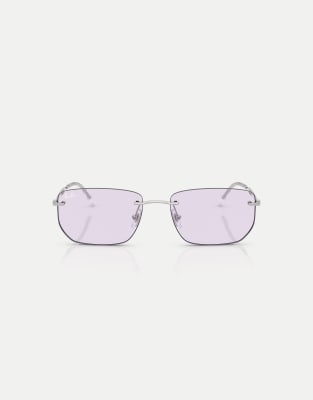 Ray-Ban Rb3768 transitions color touch lenses irregular sunglasses with violet photochromic lens in silver