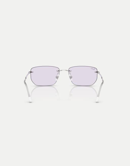 Ray-Ban Rb3768 transitions ® color touch ™ lenses irregular sunglasses with violet photochromic lens in silver, 2 of 3