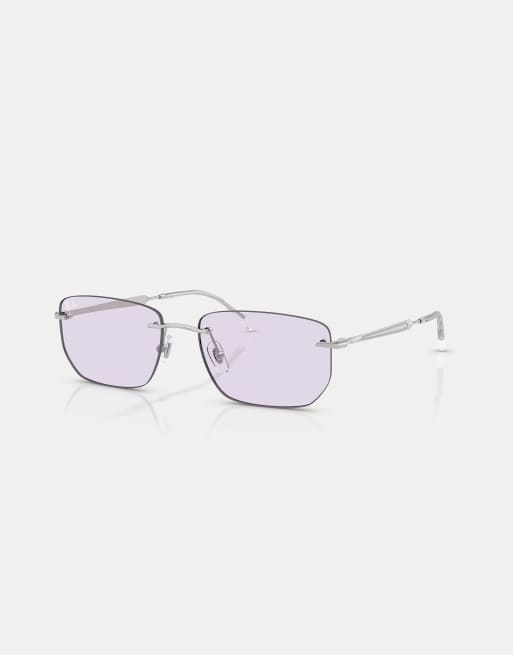 Ray-Ban – Rb3768 Transitions® Colour Touch™ – Unregelmäßige Sonnenbrille in Silber mit violetten, selbsttönenden Gläsern, 3 von 4