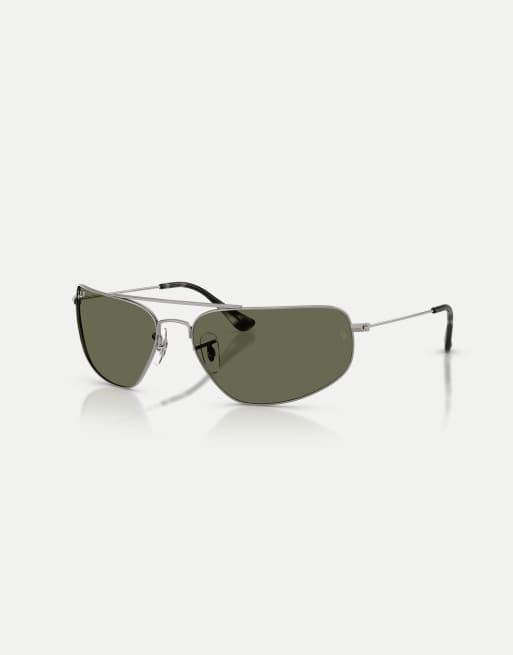 Ray-Ban - Rb3780 - Lunettes de soleil rectangulaires à verres polarisés verts - Gris acier, 2 de 4