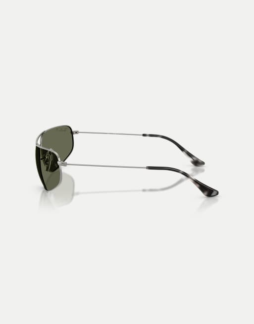 Ray-Ban - Rb3780 - Lunettes de soleil rectangulaires à verres polarisés verts - Gris acier, 4 de 4