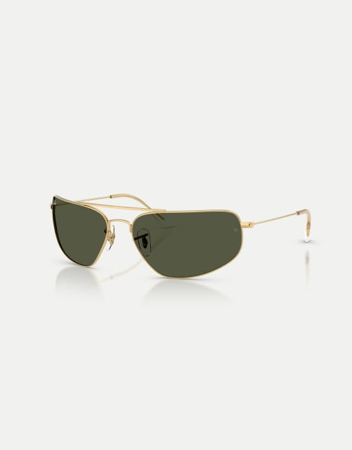 Ray-Ban – Rb3780 – Recheckige Sonnenbrille in Arista-Gold mit grünen Gläsern, 2 von 4