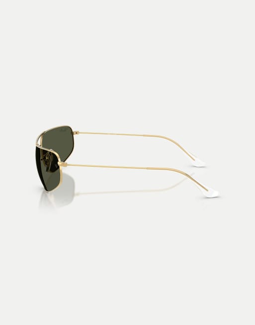 Ray-Ban – Rb3780 – Recheckige Sonnenbrille in Arista-Gold mit grünen Gläsern, 4 von 4