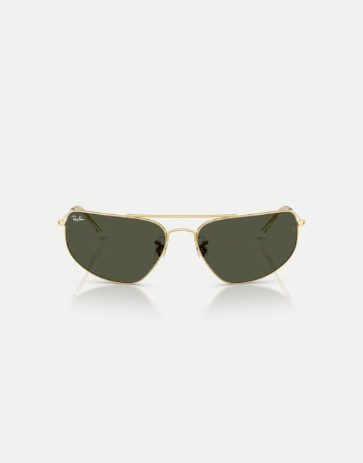 Ray-Ban Rb3780 rectangle sunglasses with green lens in arista gold
