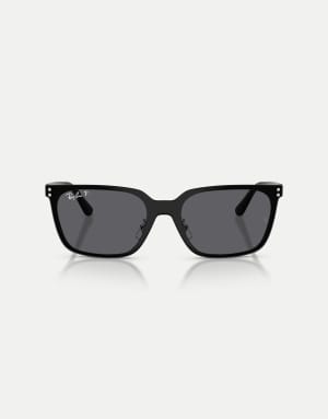 Ray-Ban Rb3784d square polarised sunglasses with grey lens in silver
