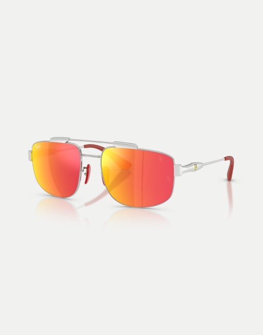 Ray-Ban - RB3789M - Scuderia Ferrari Collection - Gafas de sol plateadas cuadradas con lentes grises efecto espejo, 2 de 4