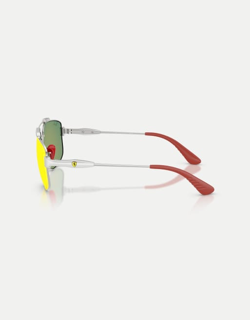 Ray-Ban - RB3789M - Scuderia Ferrari Collection - Gafas de sol plateadas cuadradas con lentes grises efecto espejo, 4 de 4