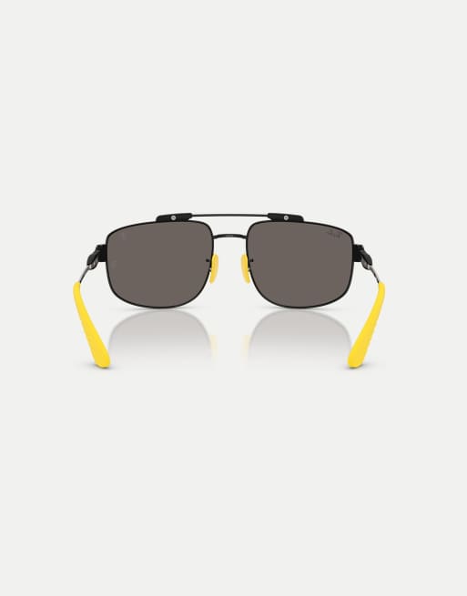 Ray-Ban Rb3789m scuderia ferrari collection square sunglasses with grey lens in black, 3 of 4