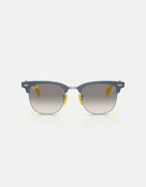 Ray-Ban Rb3807m scuderia ferrari collection occhiali da sole squadrati con lenti grigie in blu spazzolato su argento - view 1