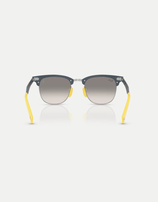 Ray-Ban Rb3807m scuderia ferrari collection square sunglasses with grey lens in brushed blue on silver, 2 of 4