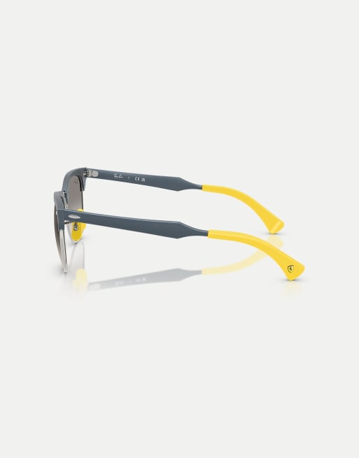 Ray-Ban Rb3807m scuderia ferrari collection square sunglasses with grey lens in brushed blue on silver, 4 of 4