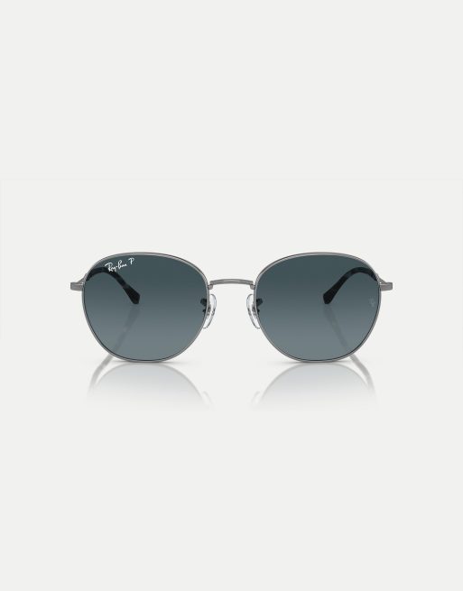 Ray-Ban – RB3809 – Phantos – Polarisierte Sonnenbrille in Grau mit Gläsern in Blau, 3 von 4