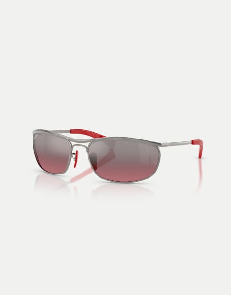 Ray-Ban – Rb3819M – Scuderia Ferrari Collection – Ovale, polarisierte Sonnenbrille in Stahlgrau mit lila Gläsern - view 1