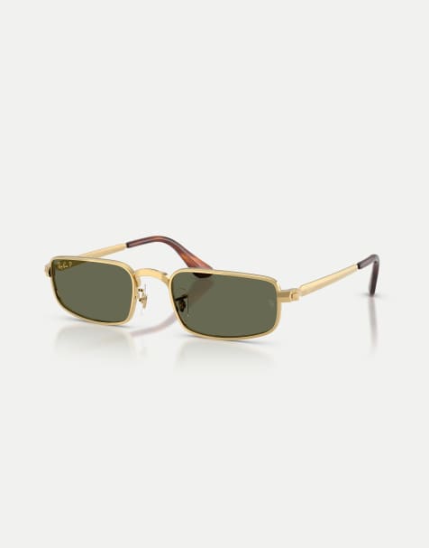 Ray-Ban – Rb3927 – Rechteckige, polarisierte Sonnenbrille in Arista-Gold mit grünen Gläsern - view 1