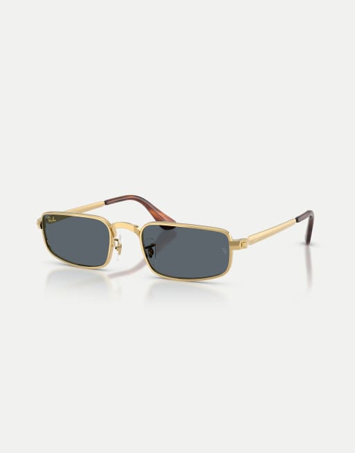 Ray-Ban Rb3927 rectangle sunglasses with blue lens in arista gold