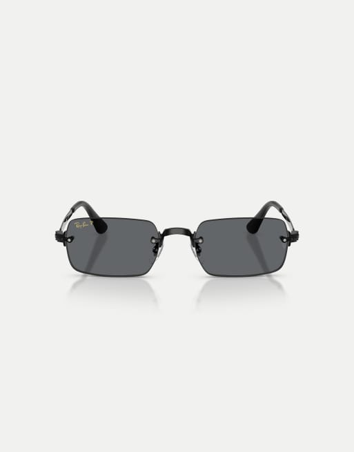 Ray-Ban Rb3928 by A$AP Rocky rectangle polarised sunglasses with grey lens in black, 2 of 3