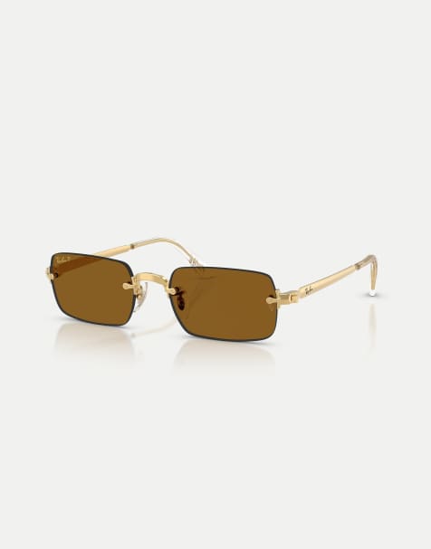 Ray-Ban - Rb3928 - Lunettes de soleil ovales à verres polarisés marron - Doré arista - view 1