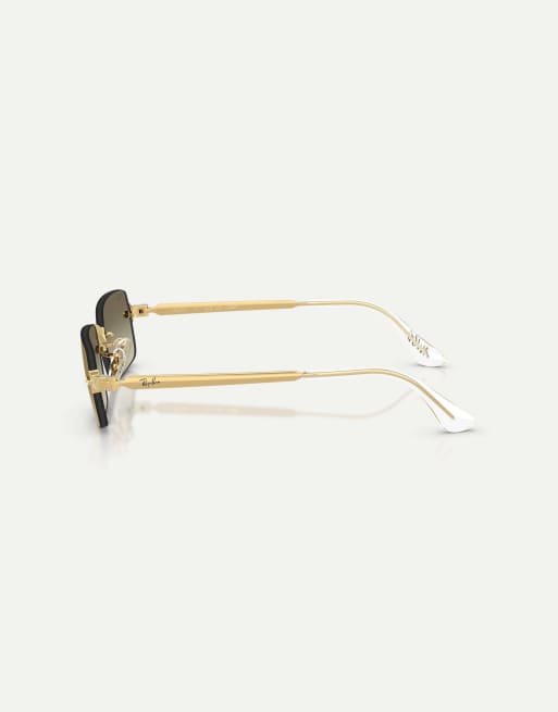 Ray-Ban - Rb3928 - Lunettes de soleil ovales à verres réfléchissants marron - Doré arista, 4 de 4