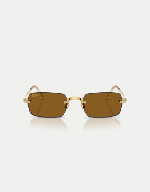 Ray-Ban - Rb3928 - Occhiali da sole ovali color oro Arista con lenti marroni polarizzate, 1 di 4