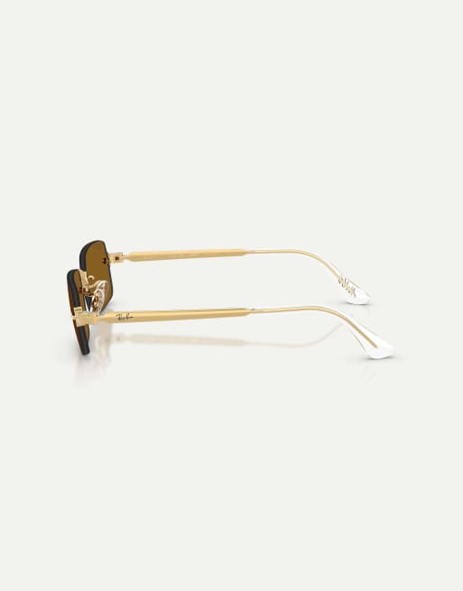 Ray-Ban Rb3928 oval polarised sunglasses with brown lens in arista gold, 4 of 4