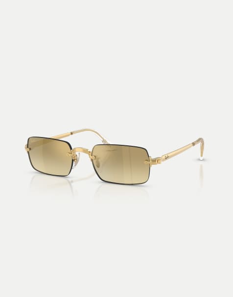Ray-Ban Rb3928 oval sunglasses with brown mirrored lens in arista gold - view 1