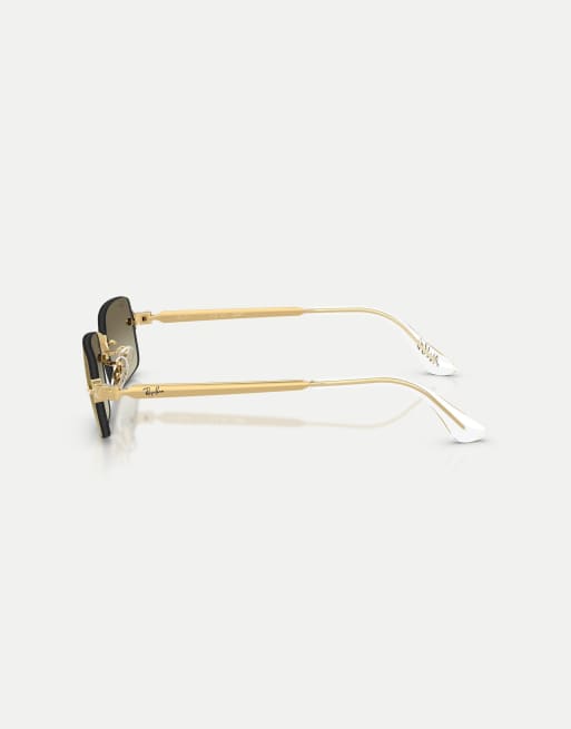 Ray-Ban Rb3928 oval sunglasses with brown mirrored lens in arista gold, 3 of 3