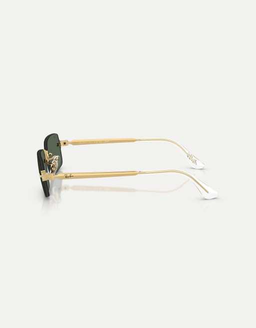 Ray-Ban Rb3928 oval sunglasses with green lens in arista gold, 3 of 3