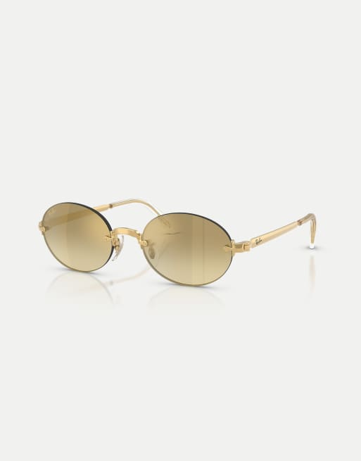 Ray-Ban - Rb3929 - Occhiali da sole ovali color oro Arista con lenti marroni a specchio
