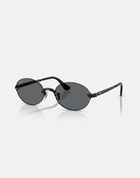 Ray-Ban Rb3929 oval polarised sunglasses with grey lens in black - view 1