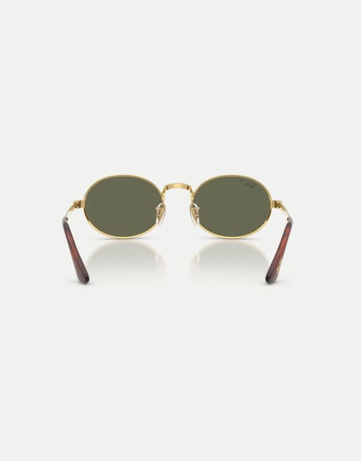 Ray-Ban Rb3931 rectangle polarised sunglasses with green lens in arista gold, 2 of 3