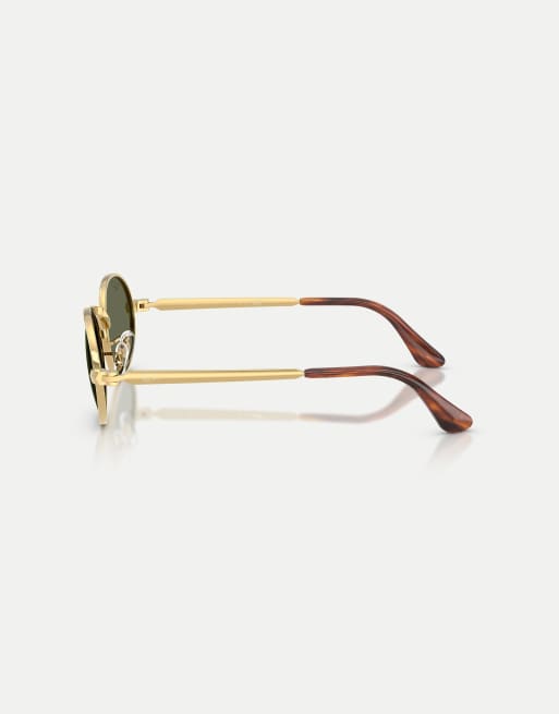 Ray-Ban Rb3931 rectangle polarised sunglasses with green lens in arista gold, 3 of 3
