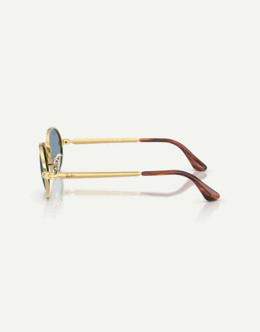 Ray-Ban Rb3931 rectangle sunglasses with blue lens in arista gold, 4 of 4
