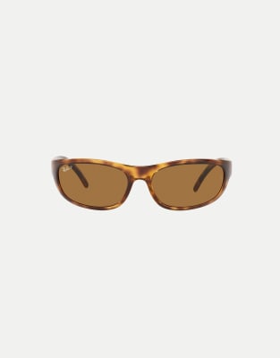 Ray-Ban Rb4033 rectangle polarised sunglasses with brown lens in havana ...